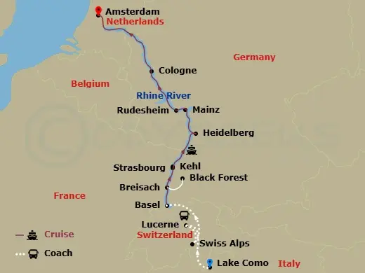 Itinerary schematic diagram