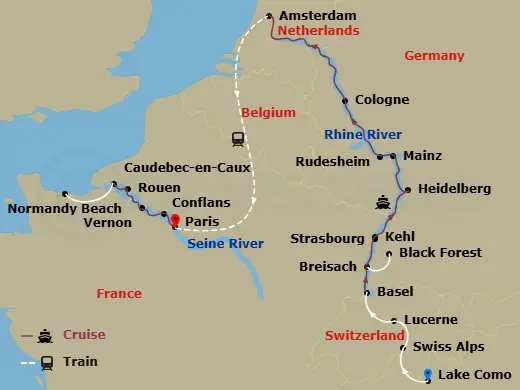 Itinerary schematic diagram