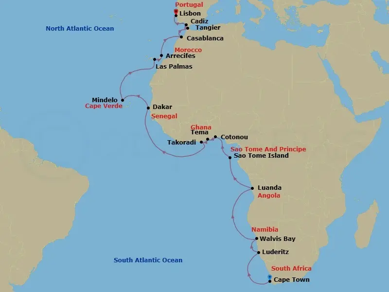 Itinerary schematic diagram