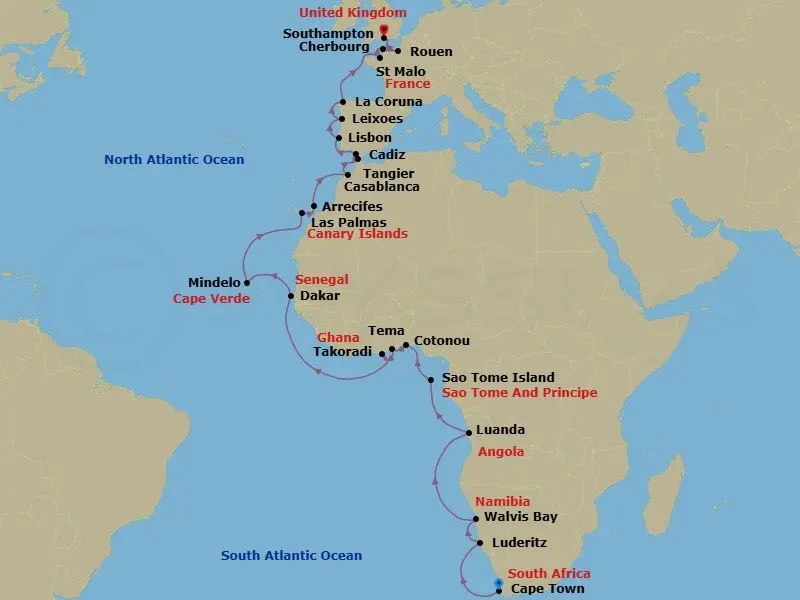 Itinerary schematic diagram