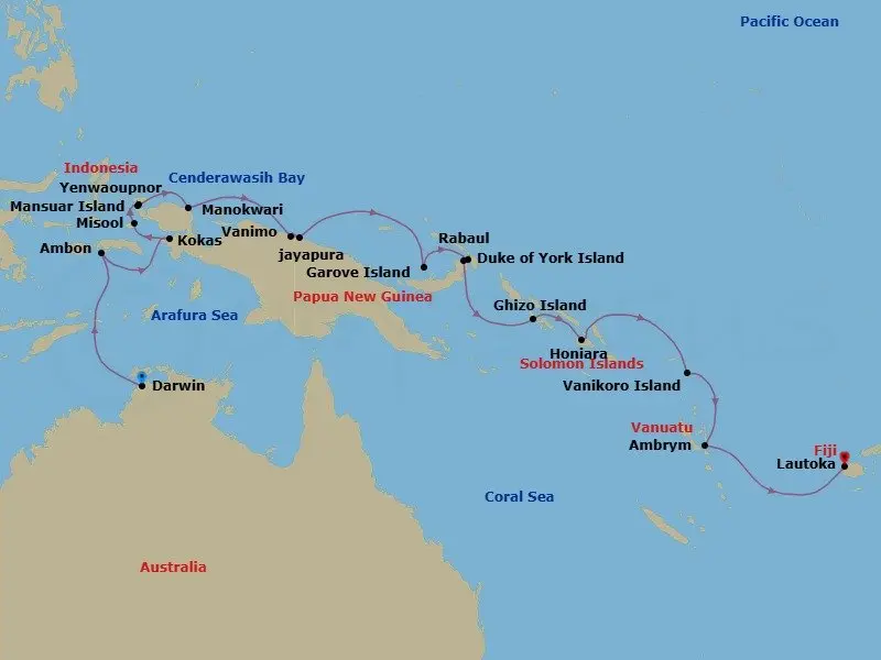 Itinerary schematic diagram