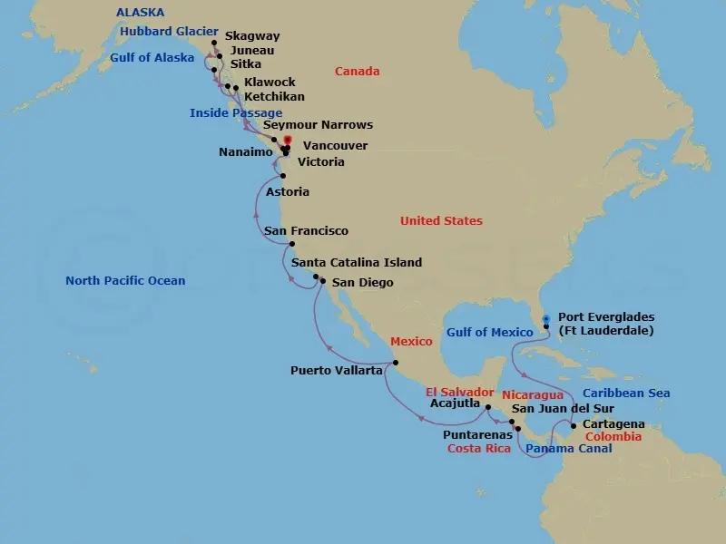 Itinerary schematic diagram