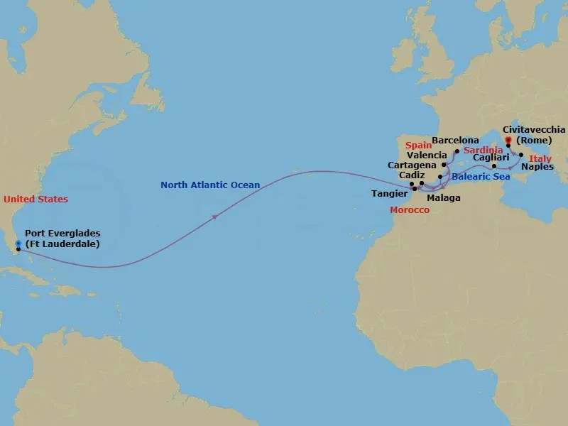 Itinerary schematic diagram
