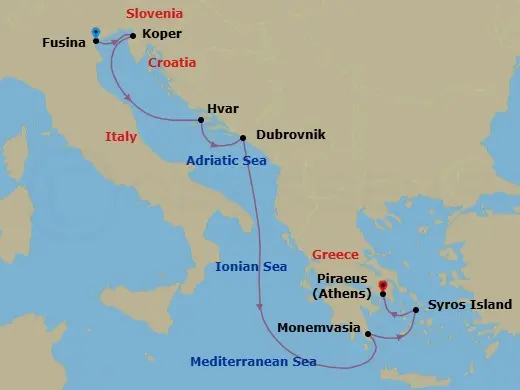 Itinerary schematic diagram