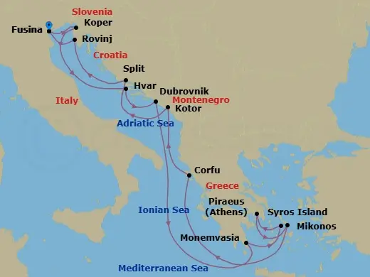 Itinerary schematic diagram