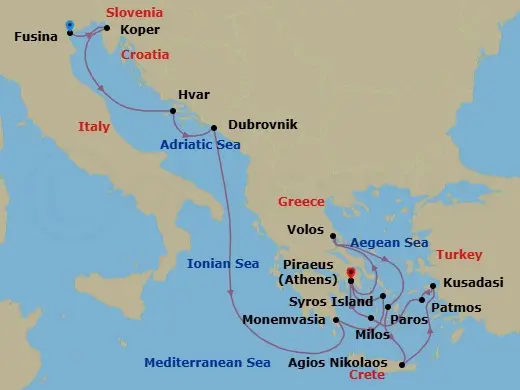 Itinerary schematic diagram