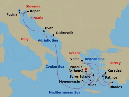 Itinerary schematic diagram