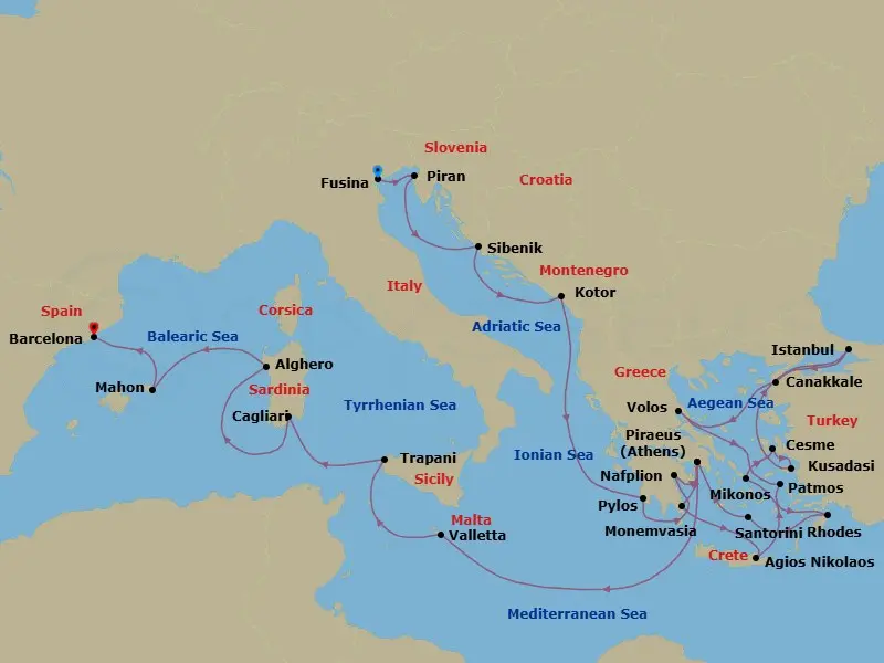 Itinerary schematic diagram