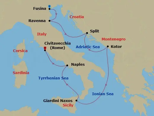 Itinerary schematic diagram