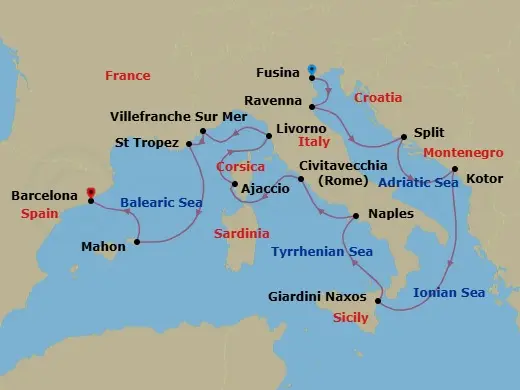 Itinerary schematic diagram