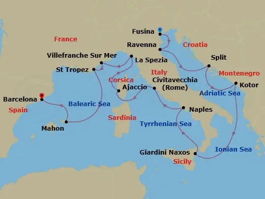 Itinerary schematic diagram