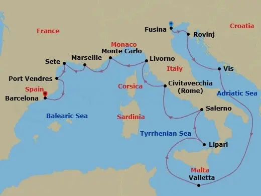 Itinerary schematic diagram