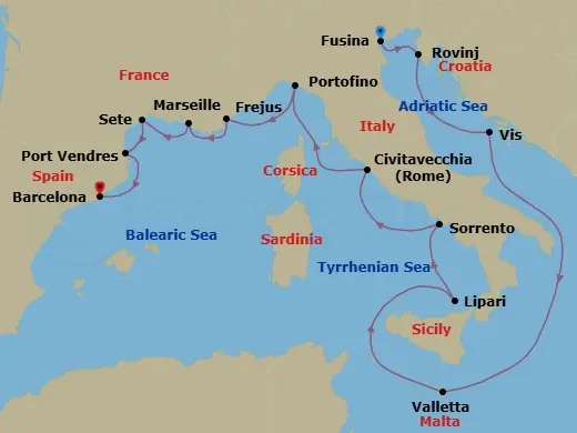 Itinerary schematic diagram