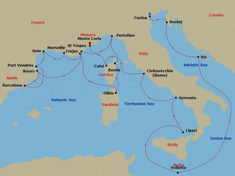 Itinerary schematic diagram
