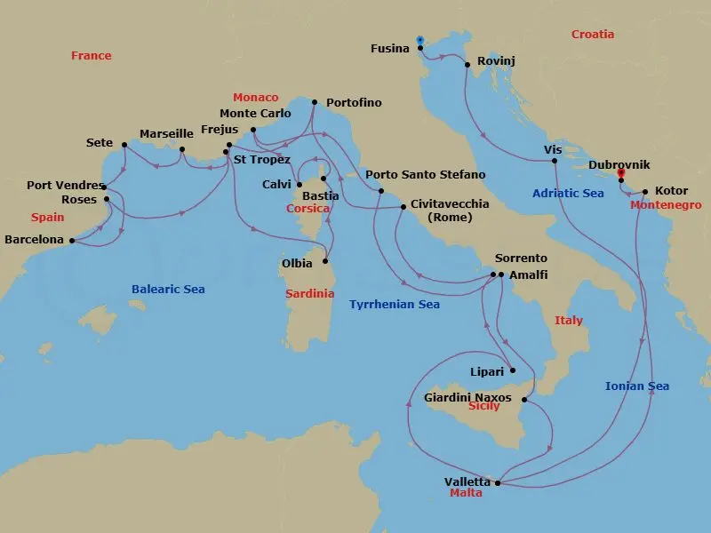 Itinerary schematic diagram