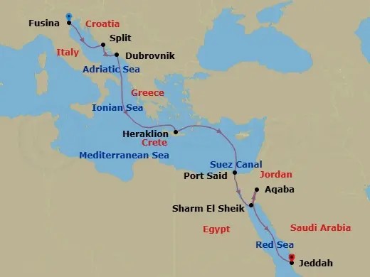 Itinerary schematic diagram