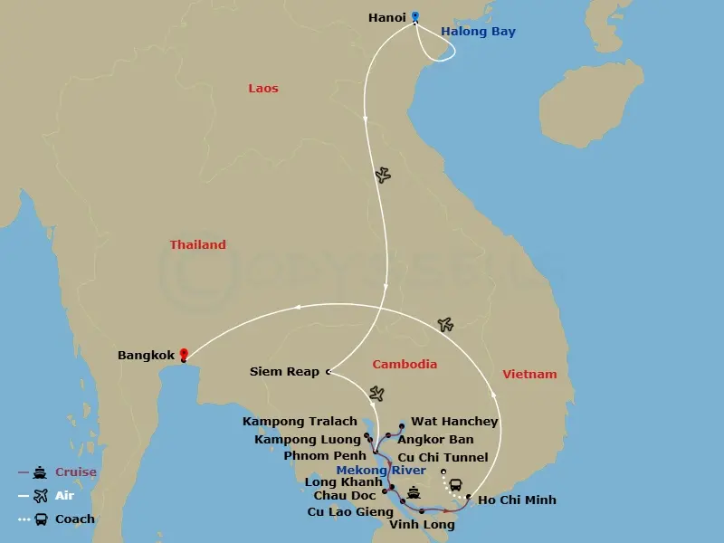 Itinerary schematic diagram