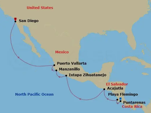Itinerary schematic diagram