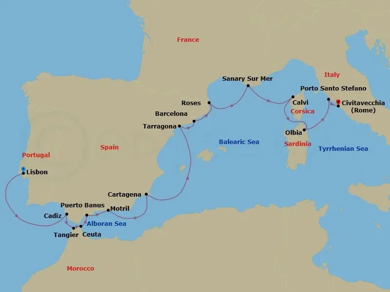 Itinerary schematic diagram