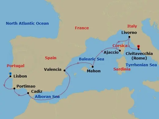 Itinerary schematic diagram