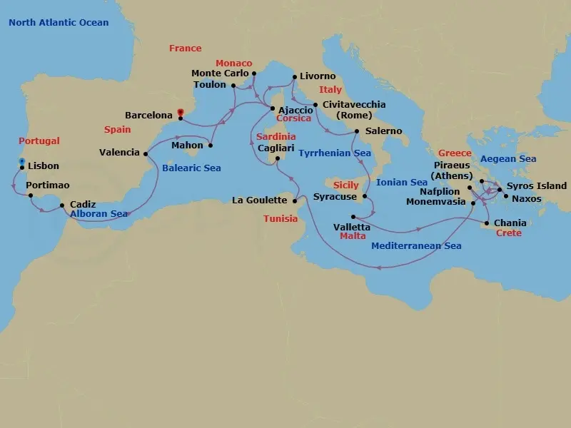 Itinerary schematic diagram