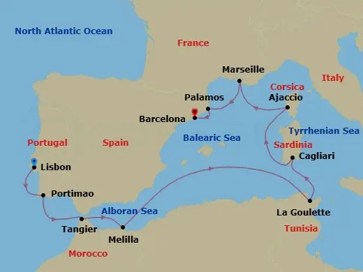 Itinerary schematic diagram