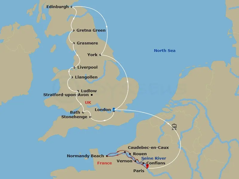 Itinerary schematic diagram