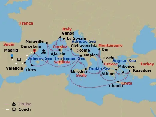 Itinerary schematic diagram