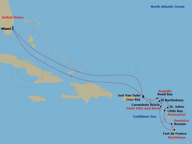 Itinerary schematic diagram