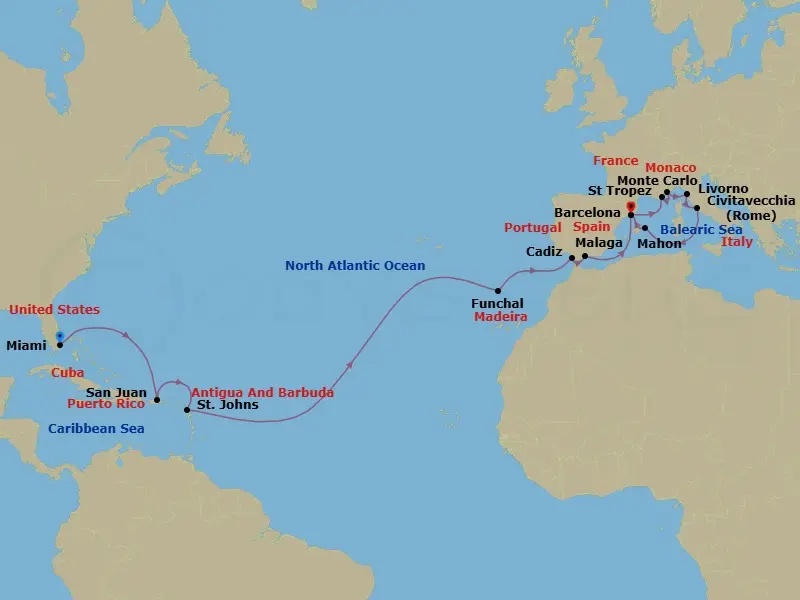Itinerary schematic diagram