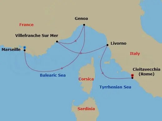 Itinerary schematic diagram
