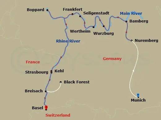 Itinerary schematic diagram