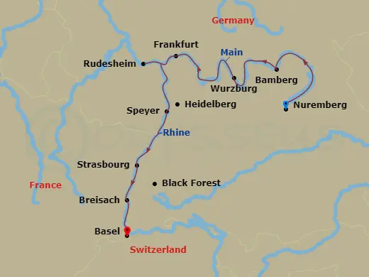 Itinerary schematic diagram