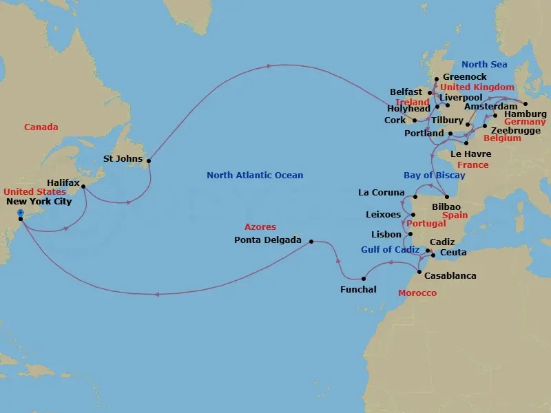 Itinerary schematic diagram