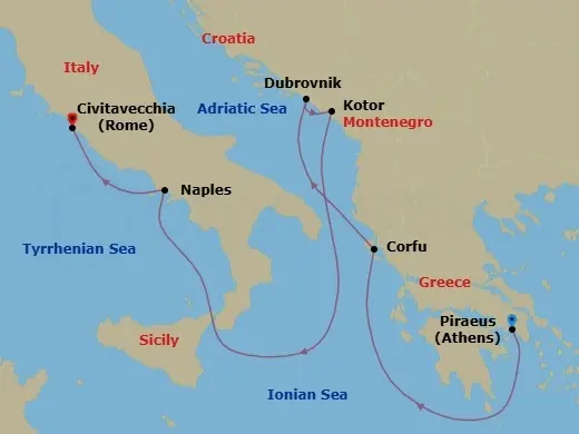 Itinerary schematic diagram