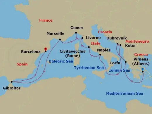 Itinerary schematic diagram