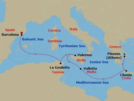 Itinerary schematic diagram