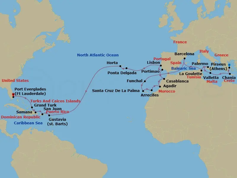 Itinerary schematic diagram
