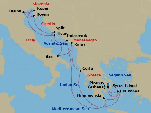 Itinerary schematic diagram