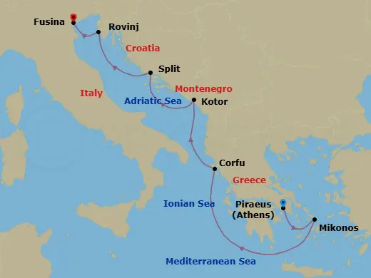Itinerary schematic diagram