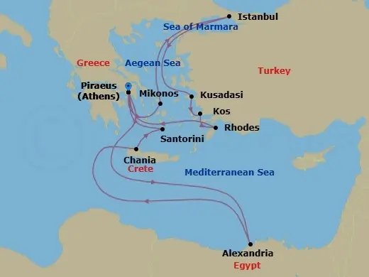 Itinerary schematic diagram