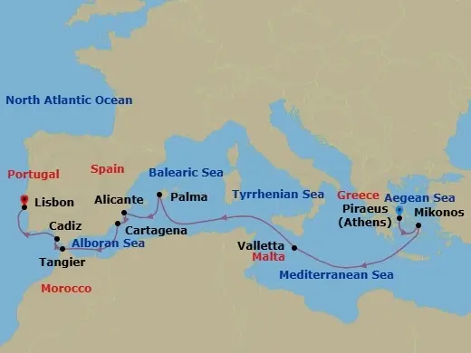 Itinerary schematic diagram