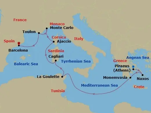Itinerary schematic diagram