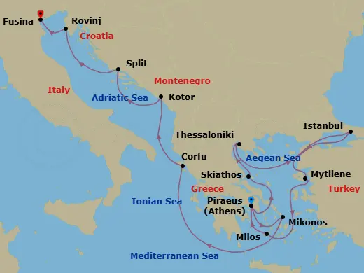 Itinerary schematic diagram