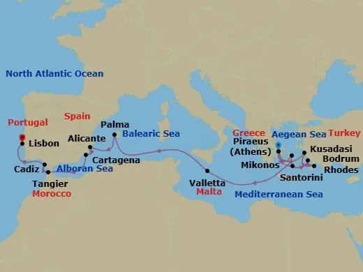 Itinerary schematic diagram