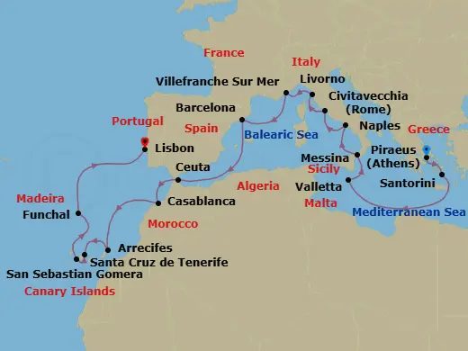 Itinerary schematic diagram