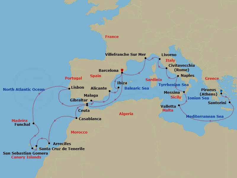 Itinerary schematic diagram