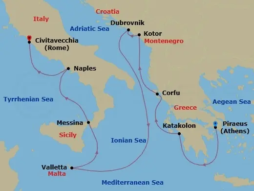 Itinerary schematic diagram