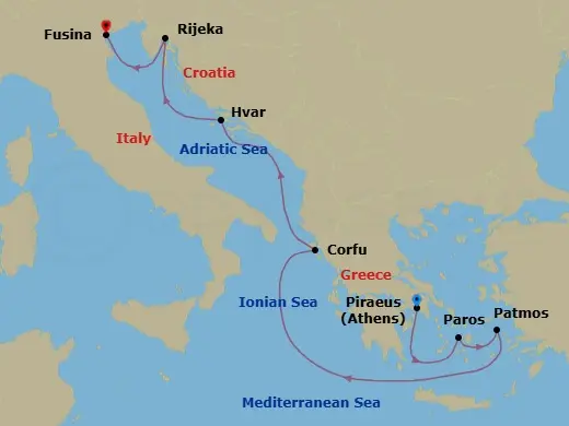 Itinerary schematic diagram