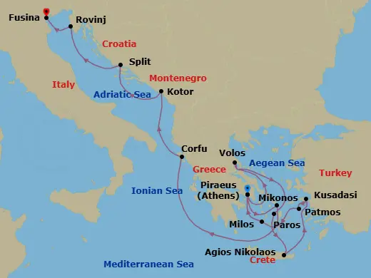 Itinerary schematic diagram